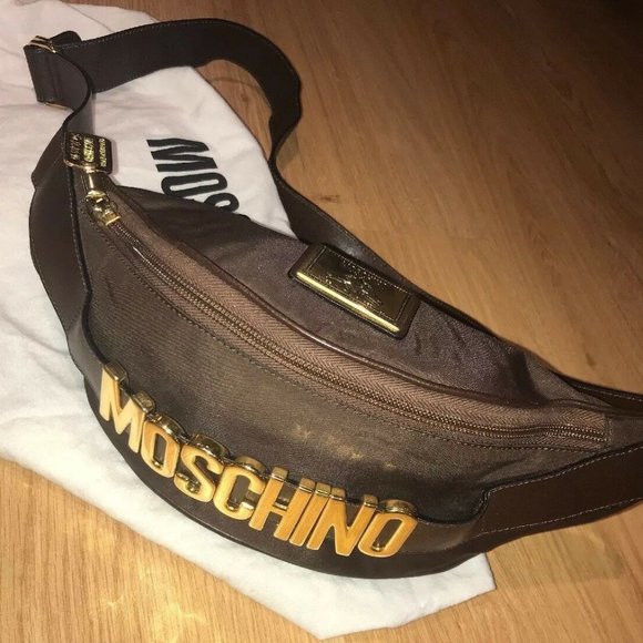 Moschino Handbags - Moschino 1990's Redwall Logo Brown Fanny Pack